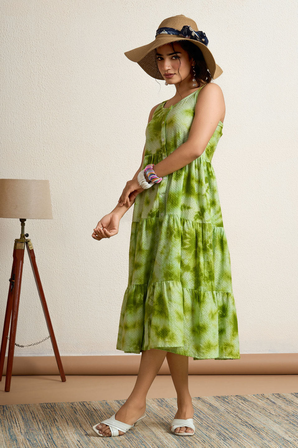 Leaf green Tie-dye dress