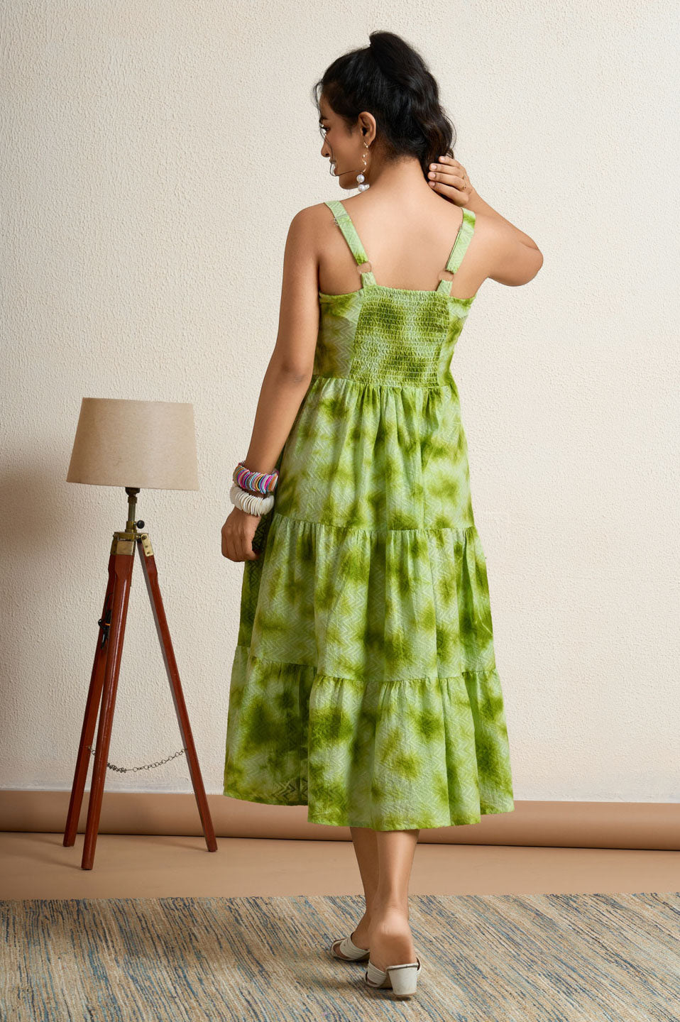 Leaf green Tie-dye dress