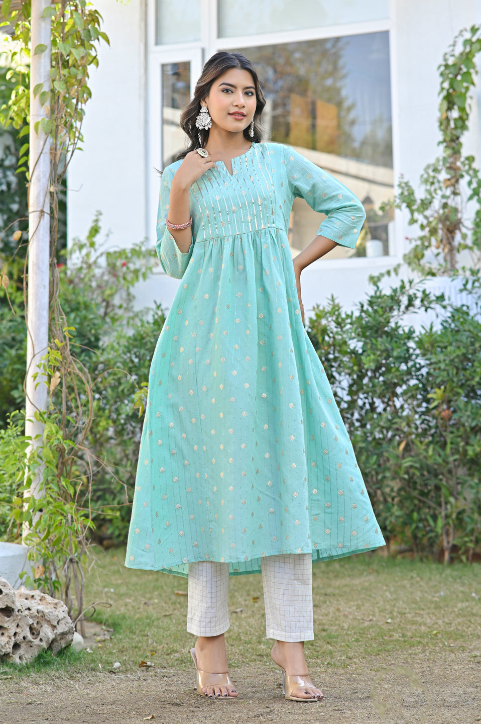 Aqua Ruffel Kurta