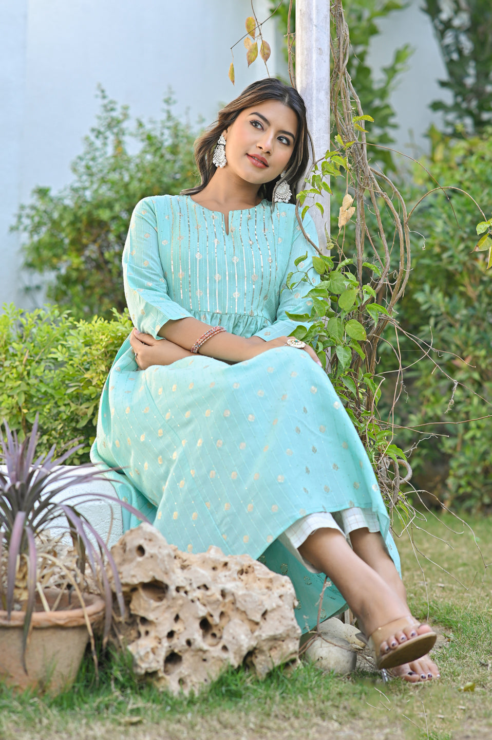 Aqua Ruffel Kurta