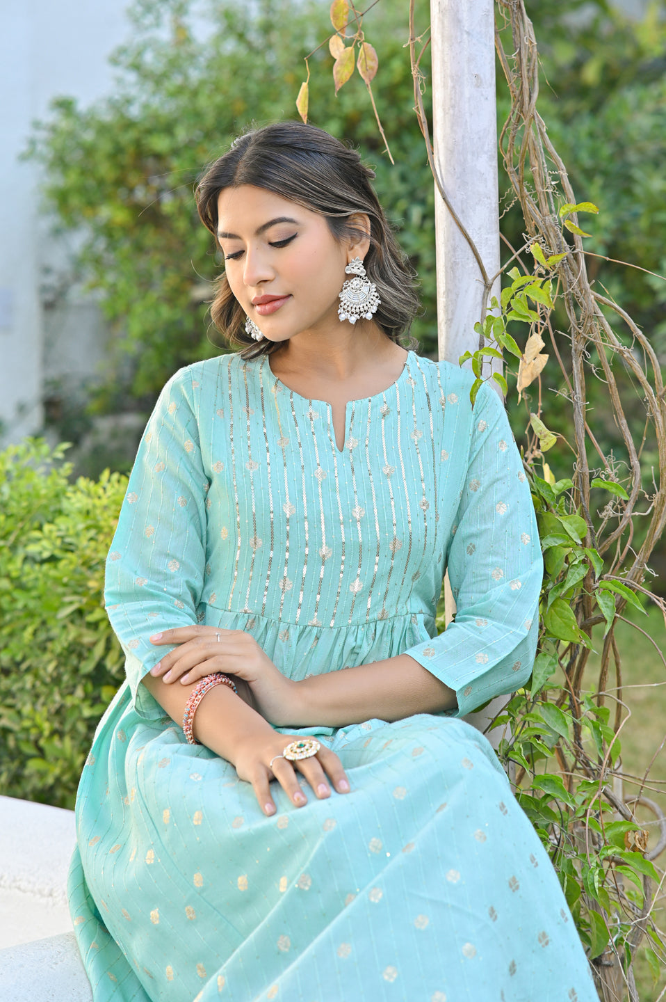 Aqua Ruffel Kurta