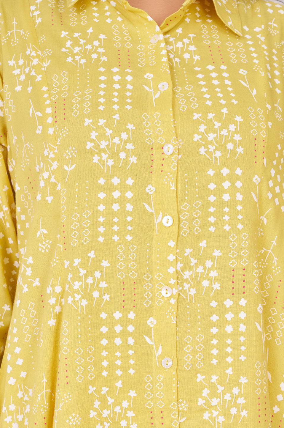 Yellow flower printed cord set