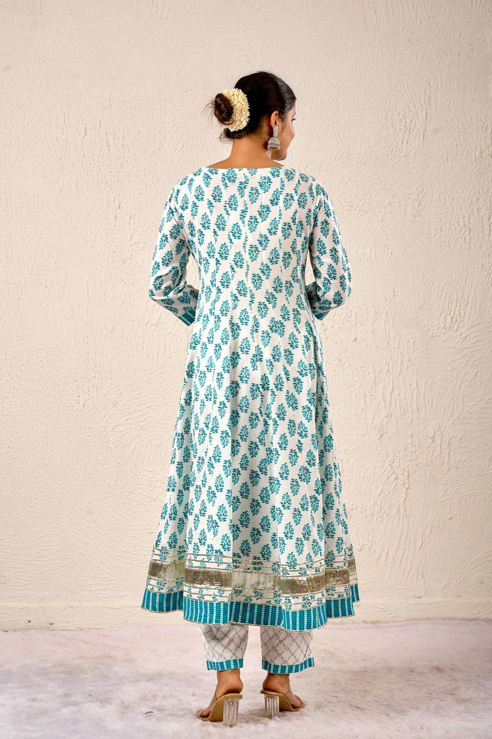 Teal Bloom Cotton Printed Suit Set