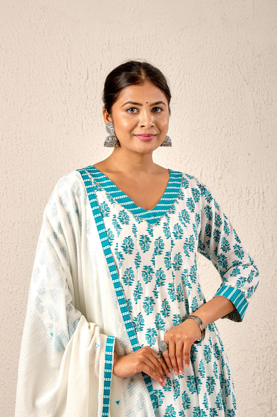 Teal Bloom Cotton Printed Suit Set