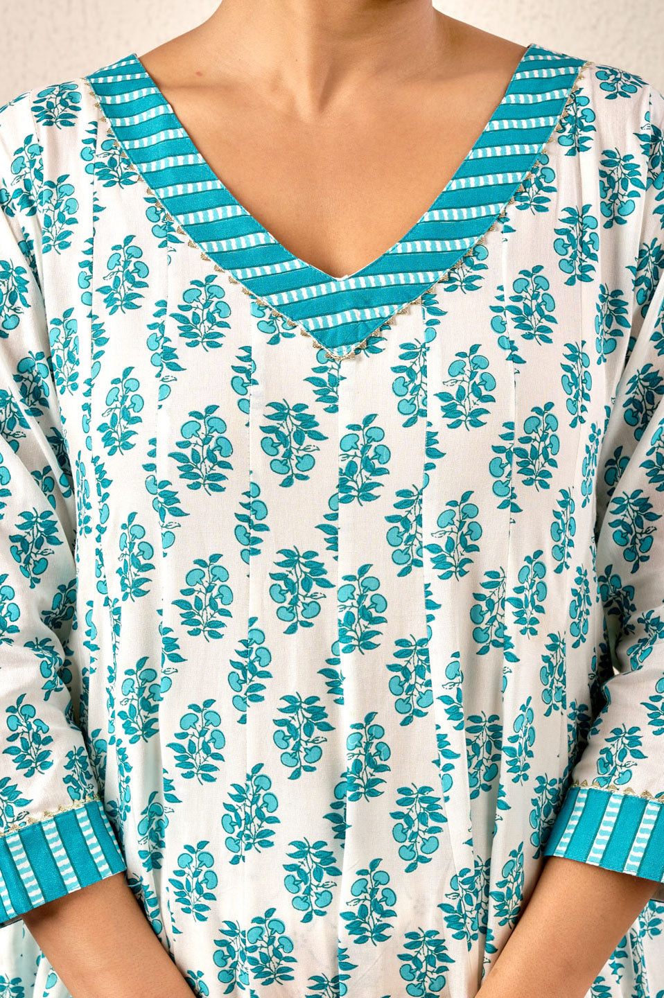 Teal Bloom Cotton Printed Suit Set