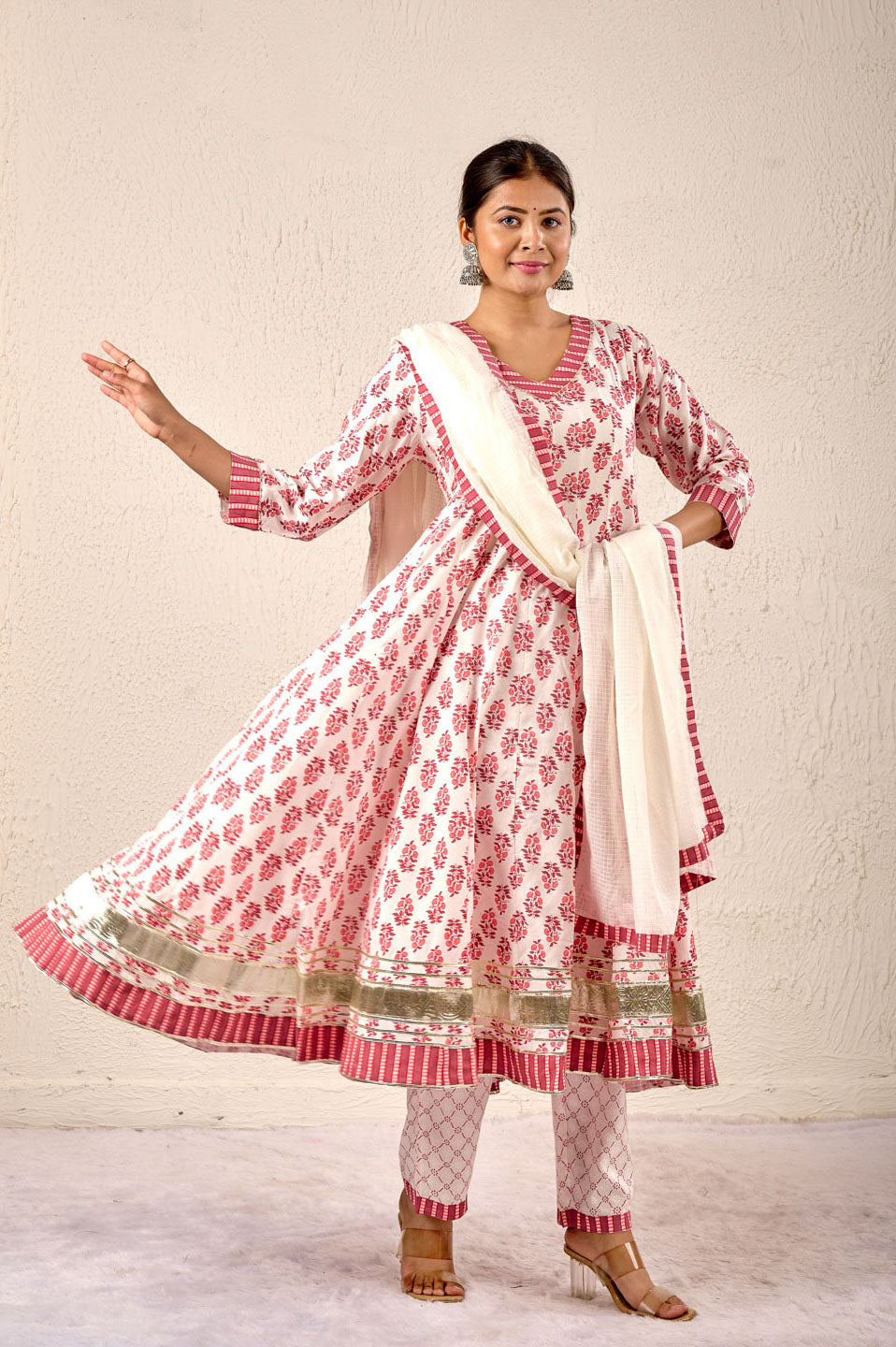 Rose Bloom Cotton Printed Suit Set