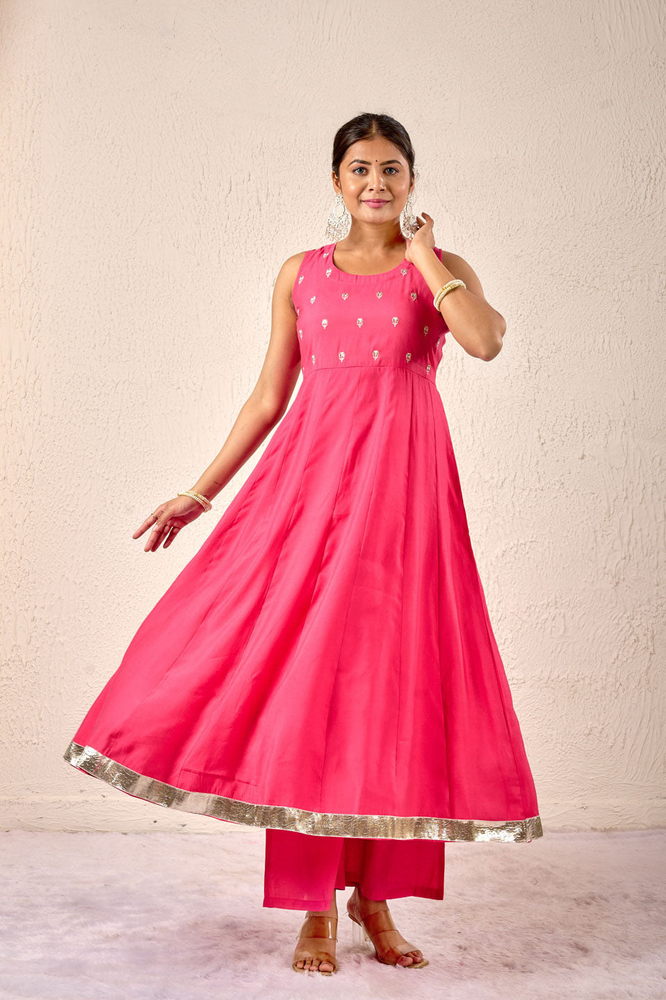 Vibrant Grace Anarkali Set – Pink & Lime