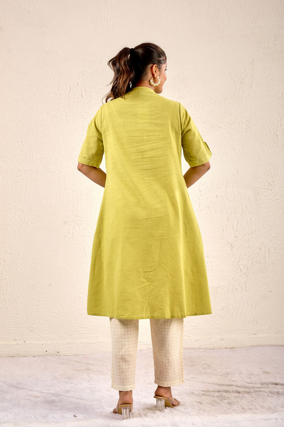 Olive Mist Pintuck Kurta
