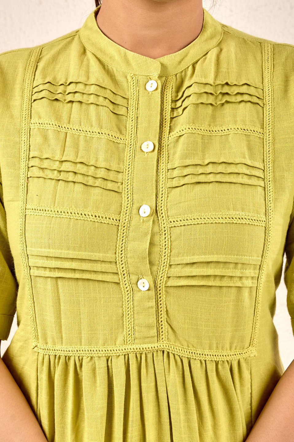 Olive Mist Pintuck Kurta