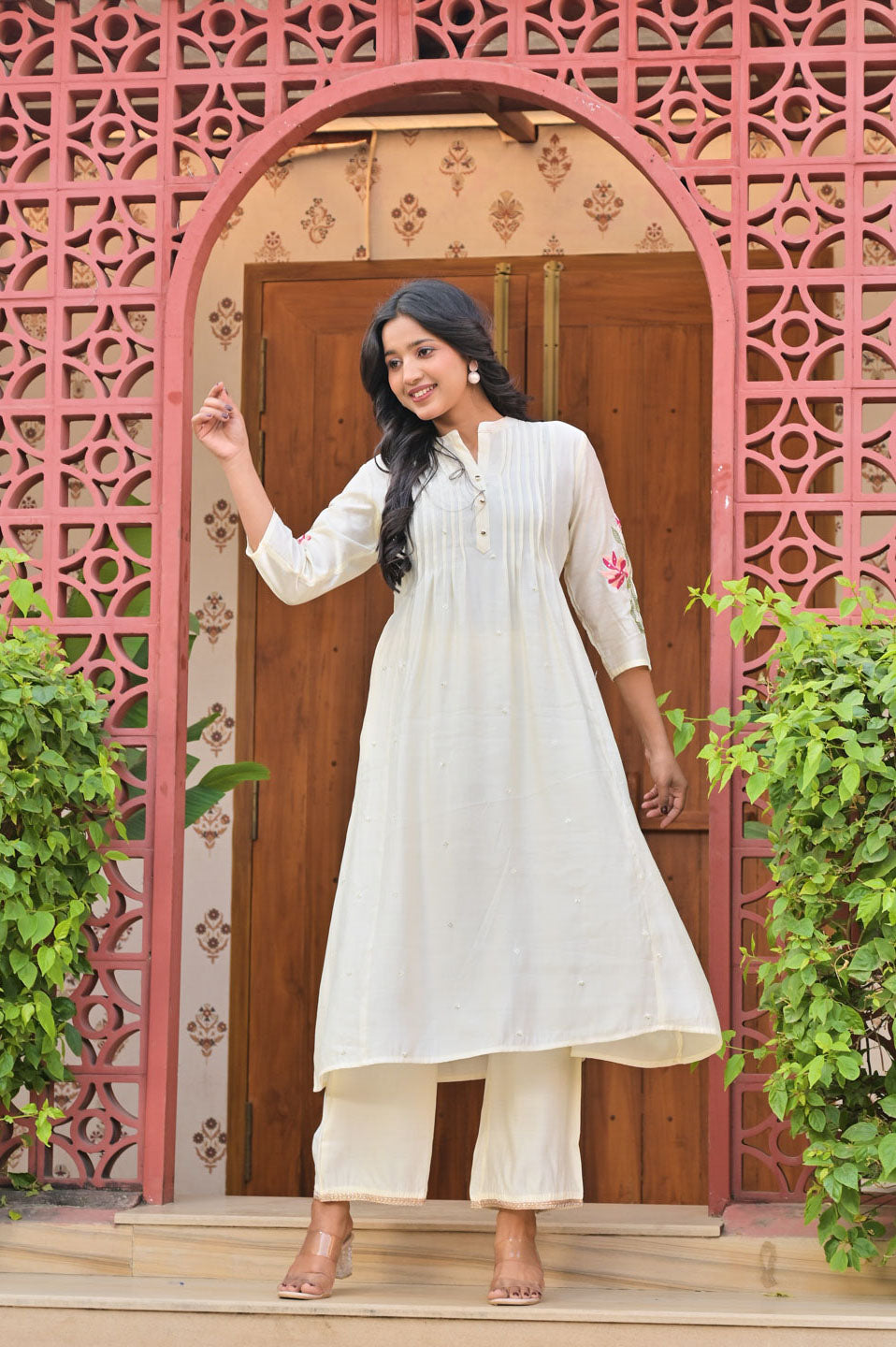 Embroidered Poly Viscose Kurta Pant Set | Elegan Ethnic Wear