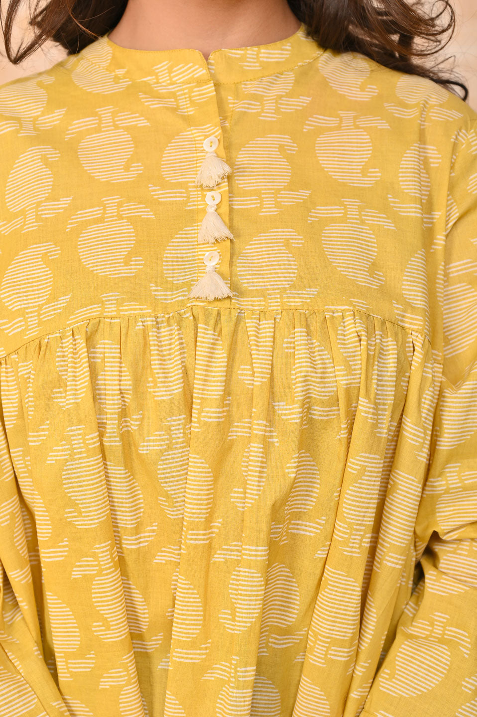 Yellow printed floral Kurti