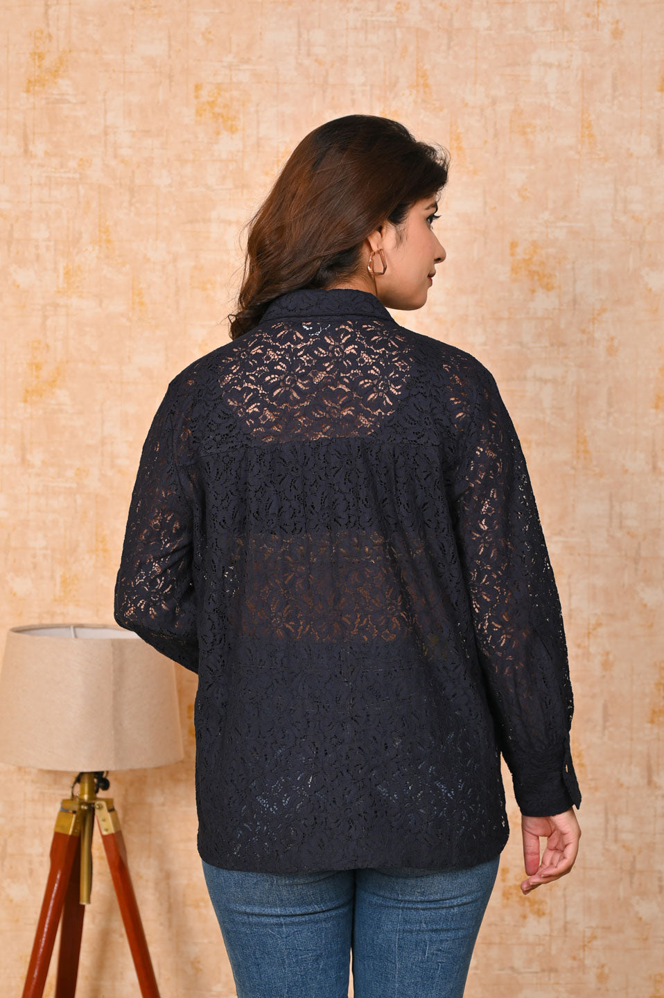 Navy Blue Net Shirt