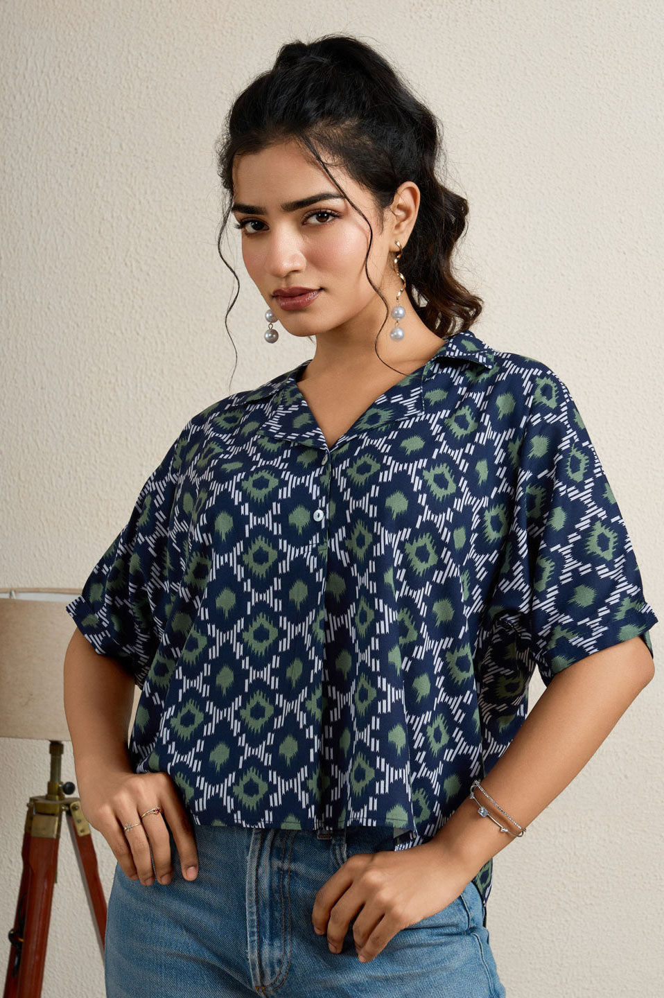 Ikat Blue Top