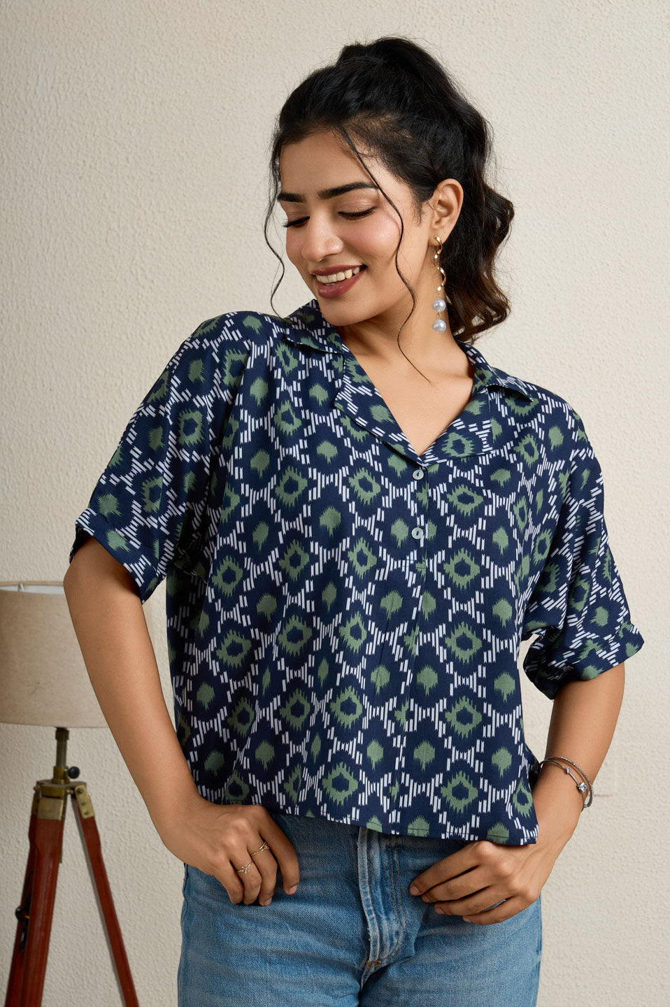 Ikat Blue Top