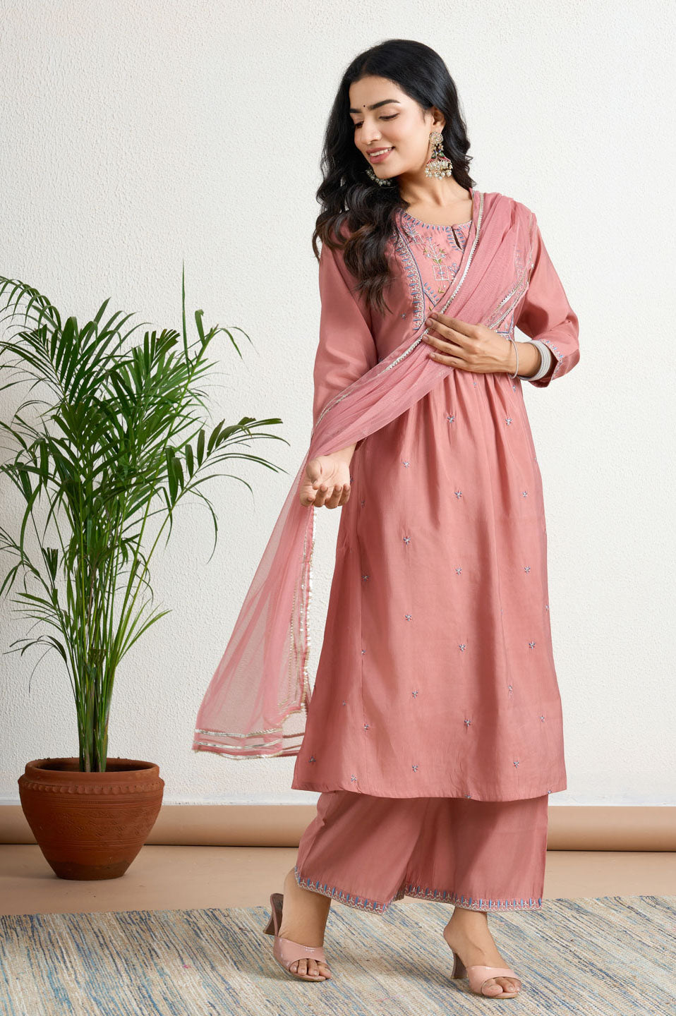 Berry bliss embroidery suit set