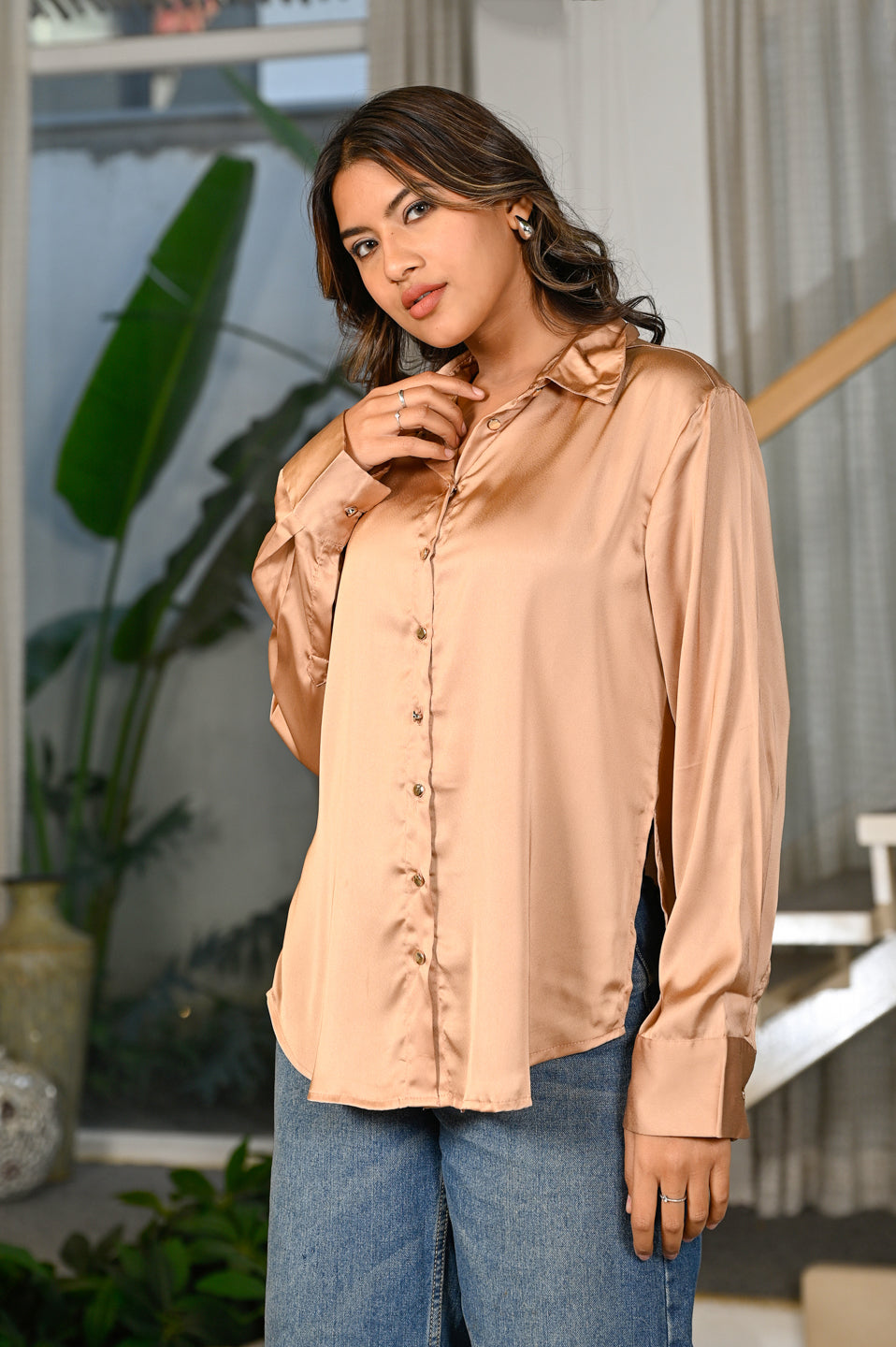 Champagne Satin Shirt