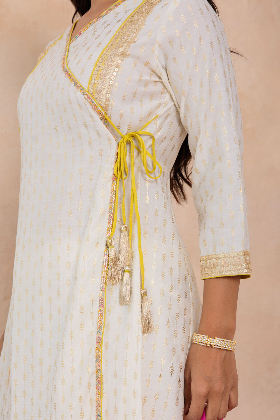 Blush Radiance Kurta Set – Cream & Pink