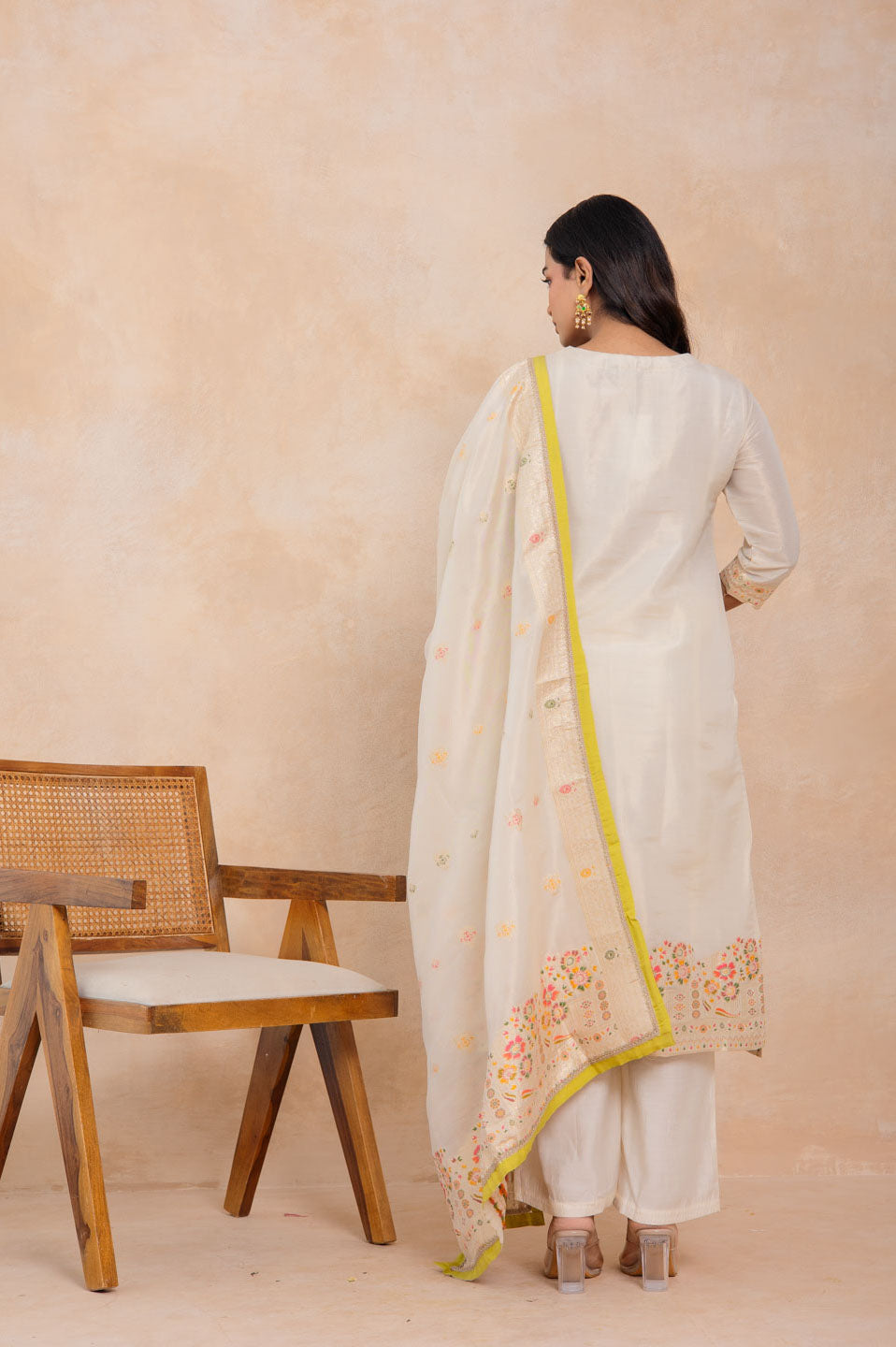 Elegant Ivory Brocade Kurta Set