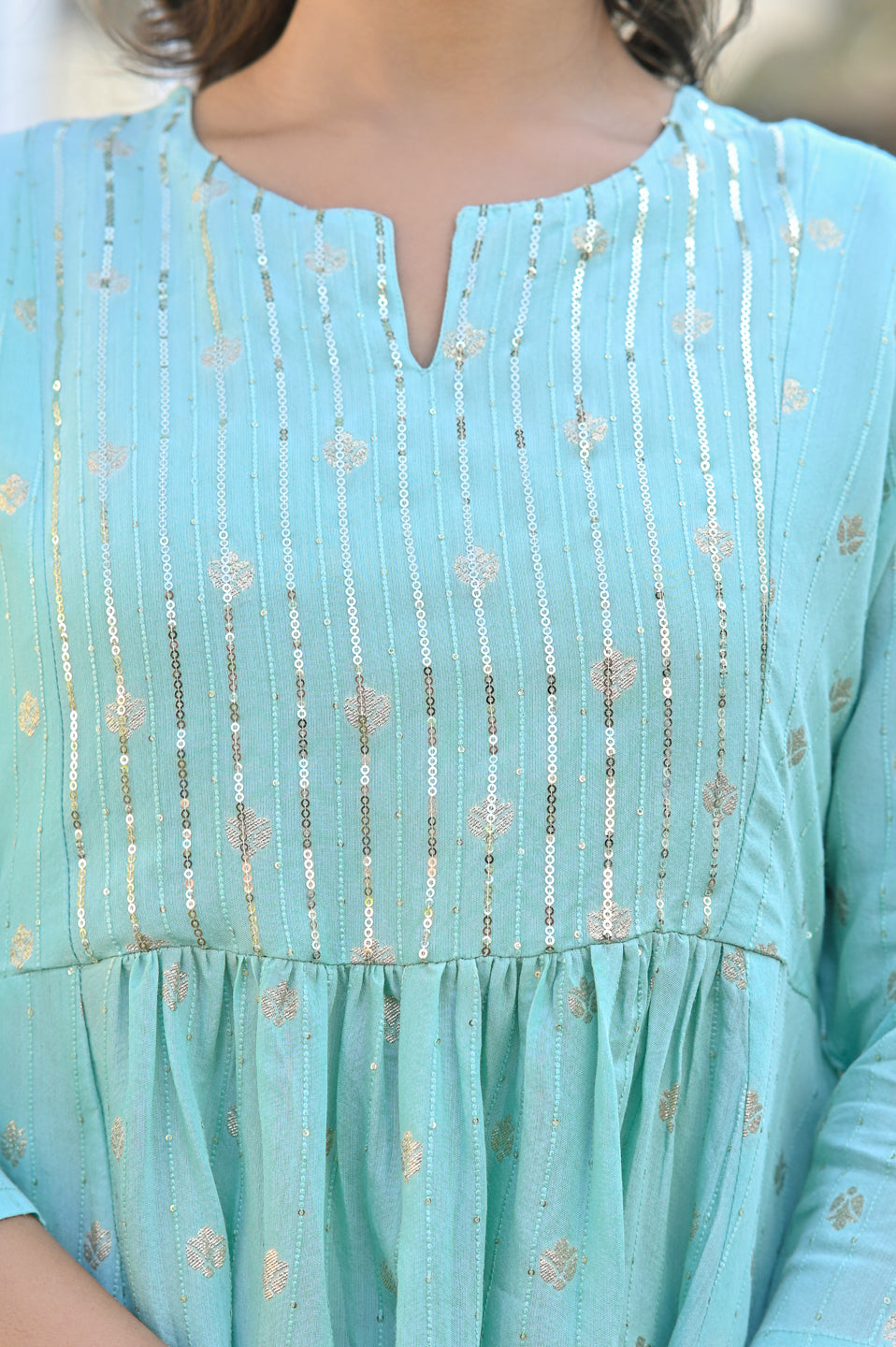 Aqua Ruffel Kurta