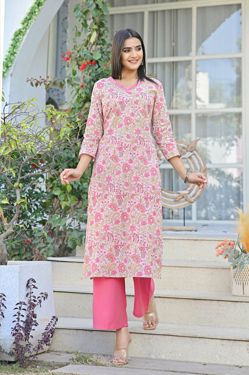 Pink Whispering Blooms Kurta