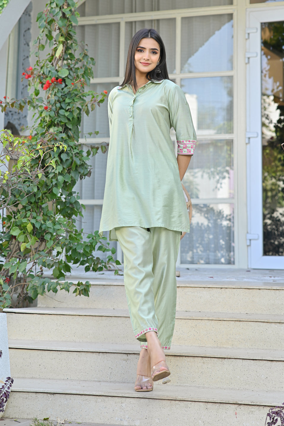 Sage Green Embroidered Set