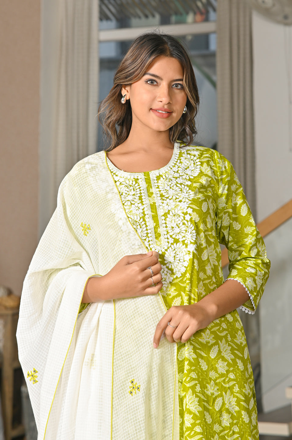 Lime Zest Chikankari Suit Set