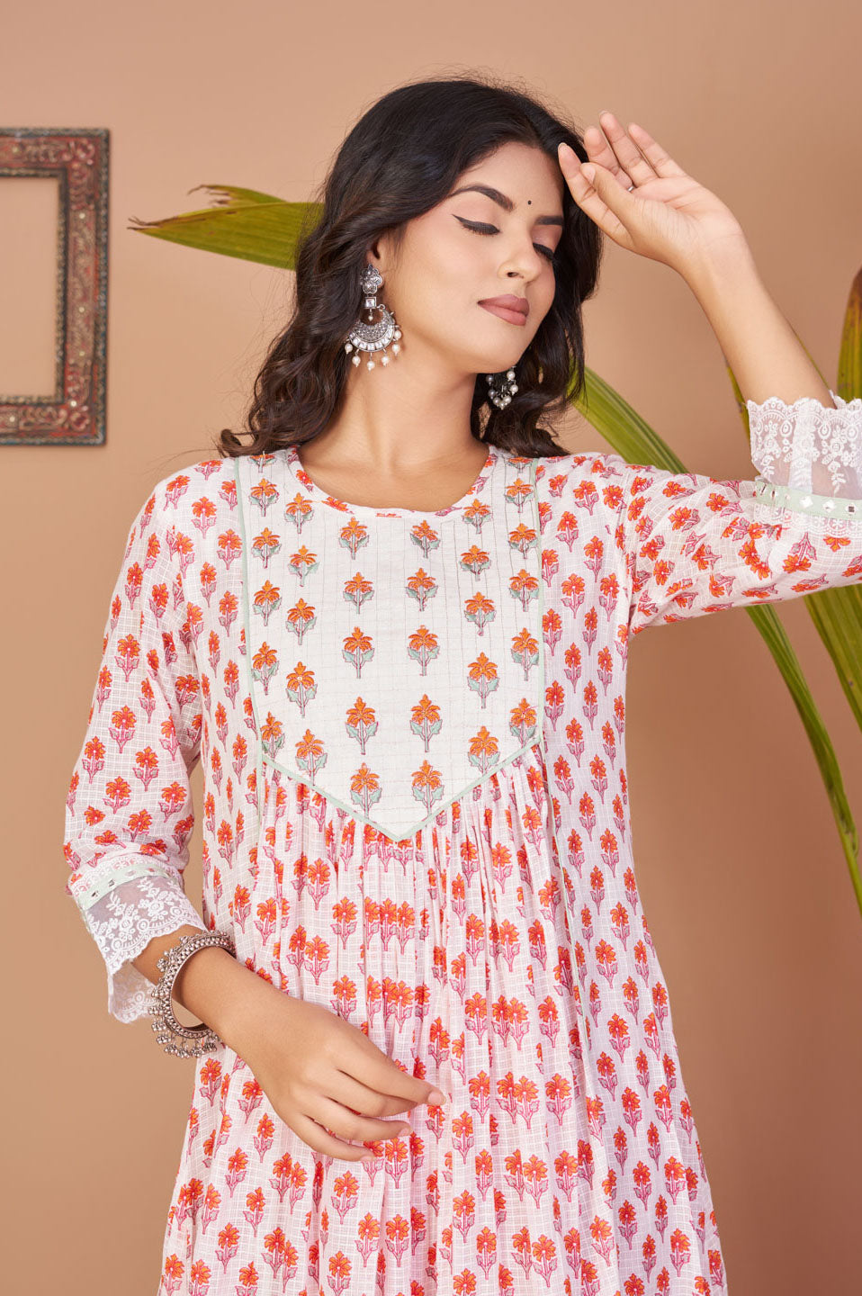 Floral print kota doria Kurta