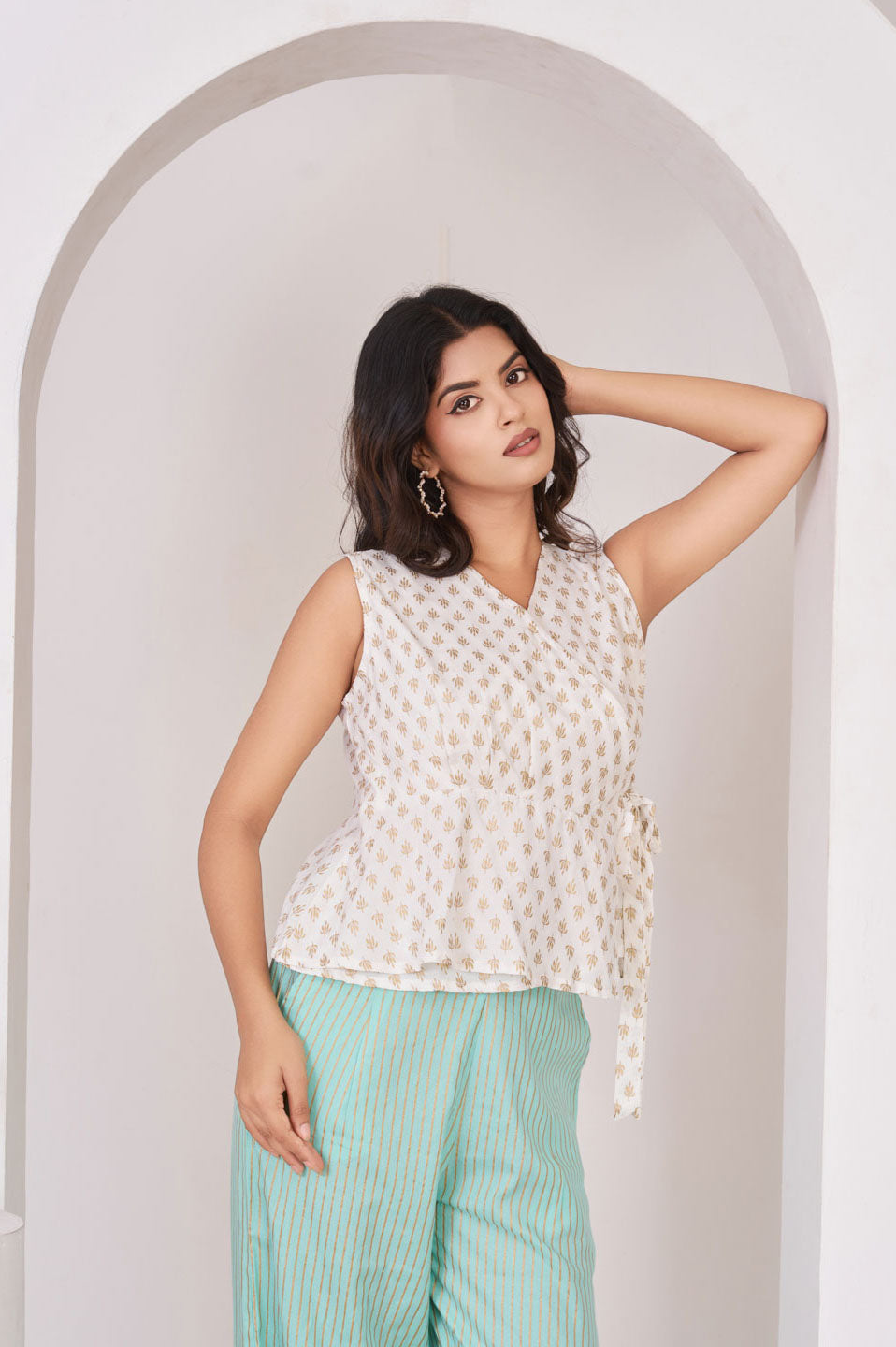 White & Aqua green co-ord set