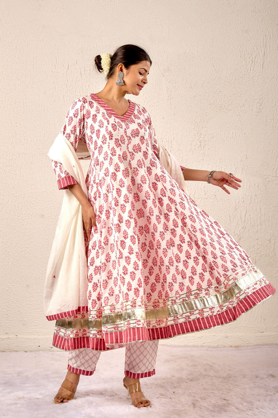 Rose Bloom Cotton Printed Suit Set