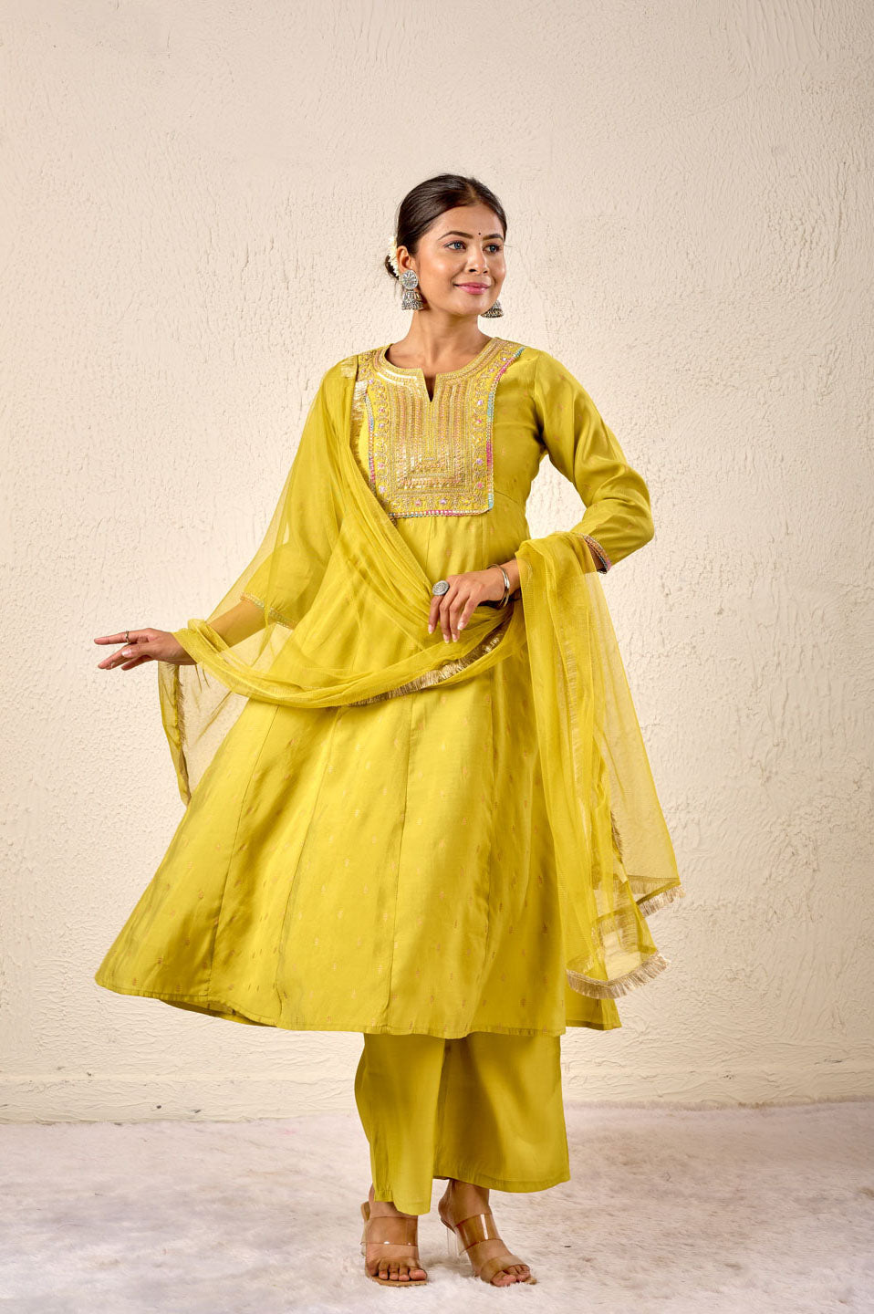Sunshine Elegance Embroidered Anarkali Set