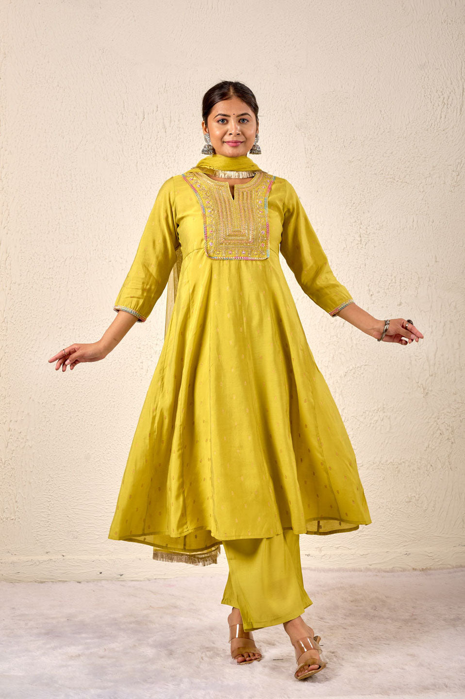 Sunshine Elegance Embroidered Anarkali Set