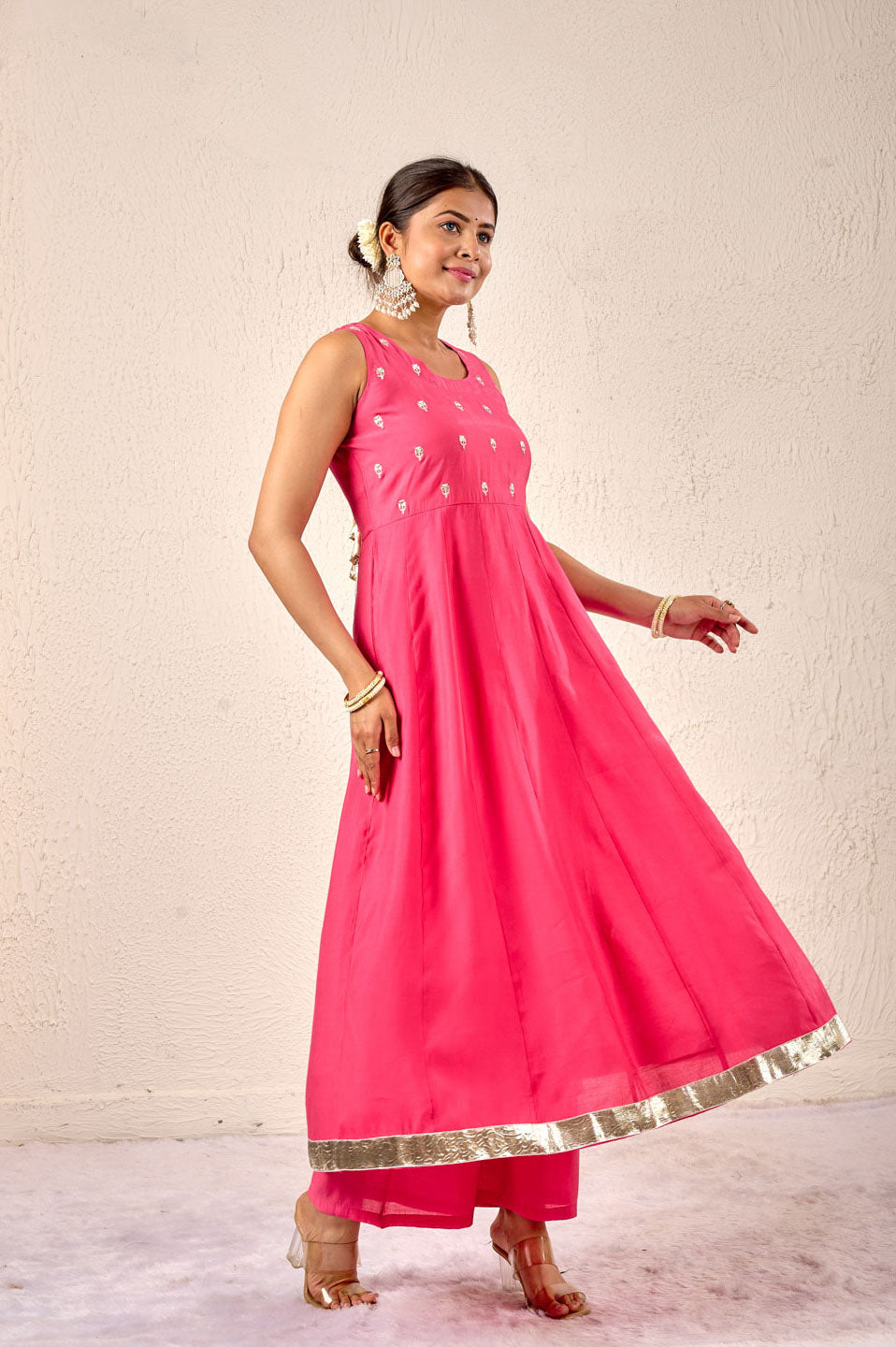 Vibrant Grace Anarkali Set – Pink & Lime