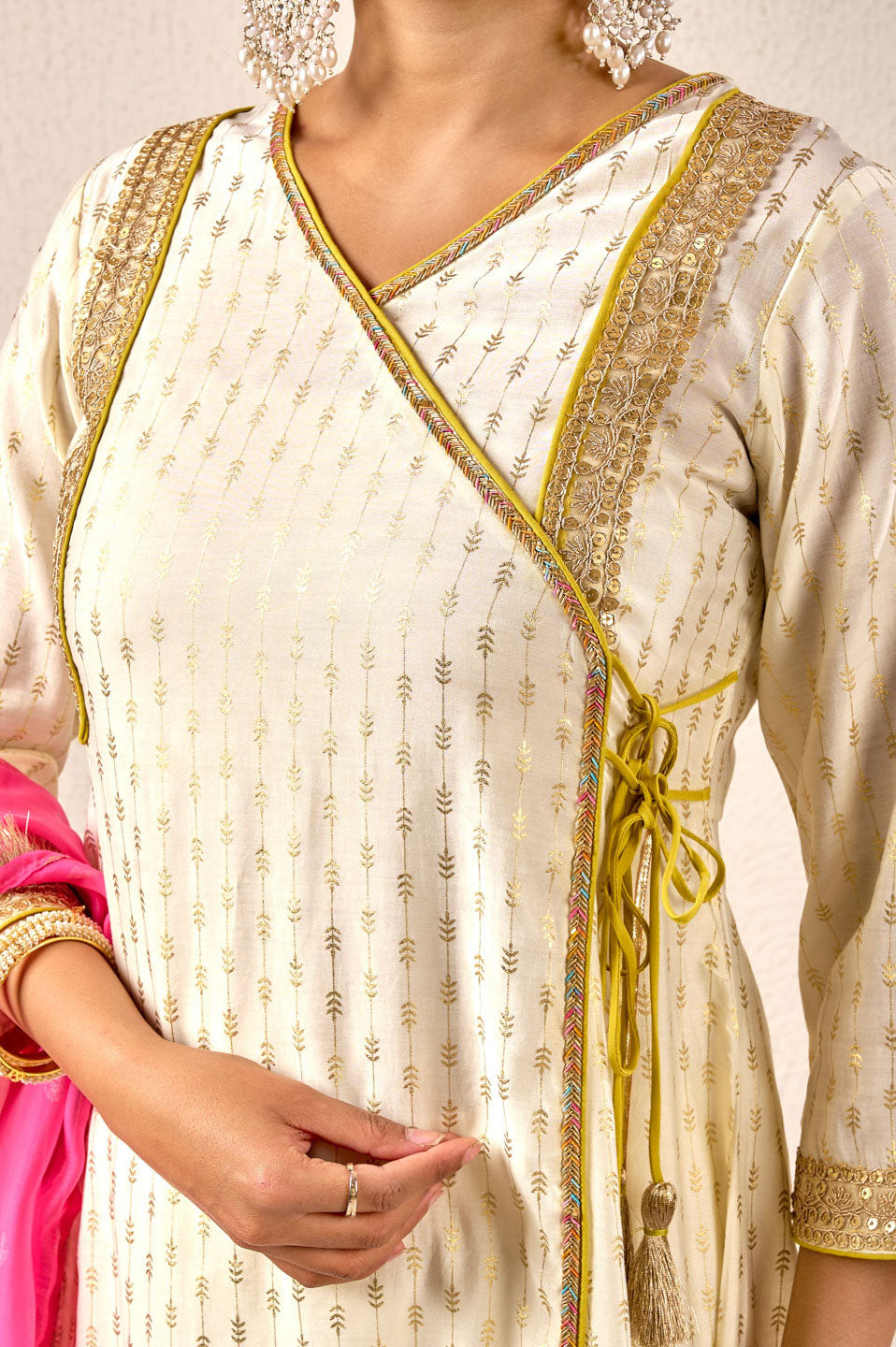 Blush Radiance Kurta Set – Cream & Pink
