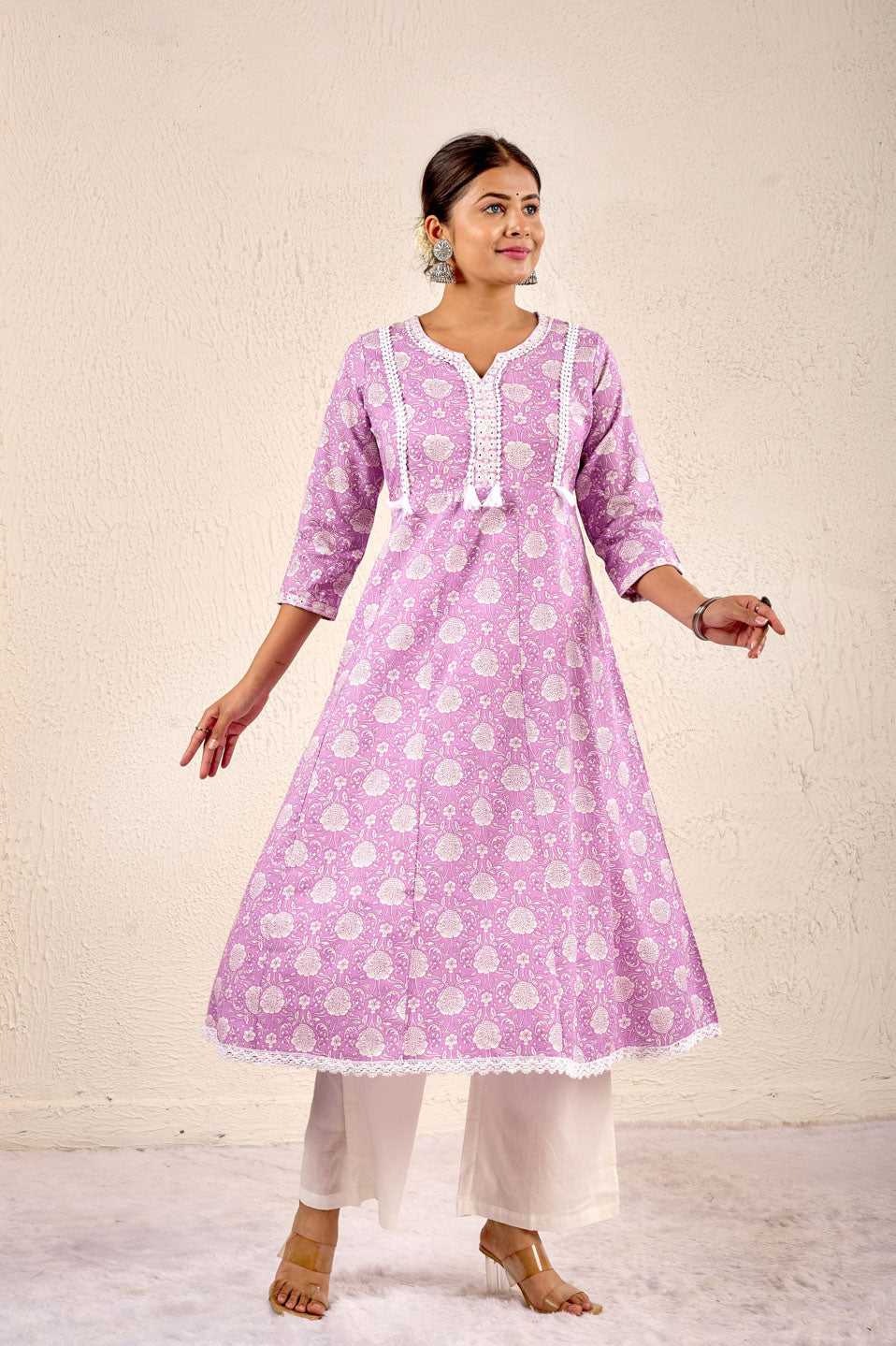 Lilac Bloom Printed Kurta