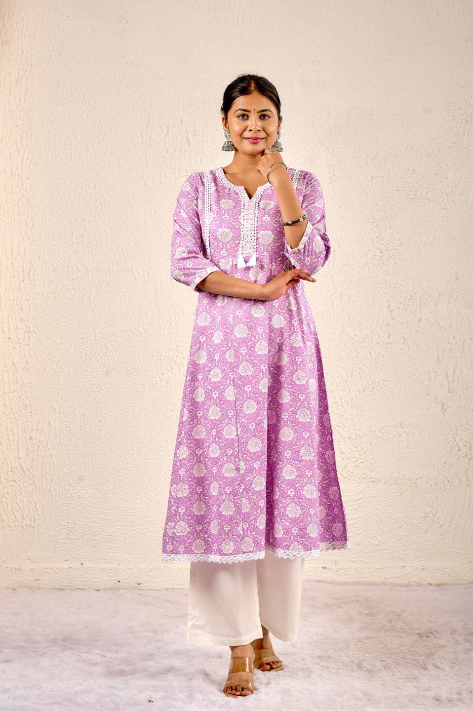 Lilac Bloom Printed Kurta