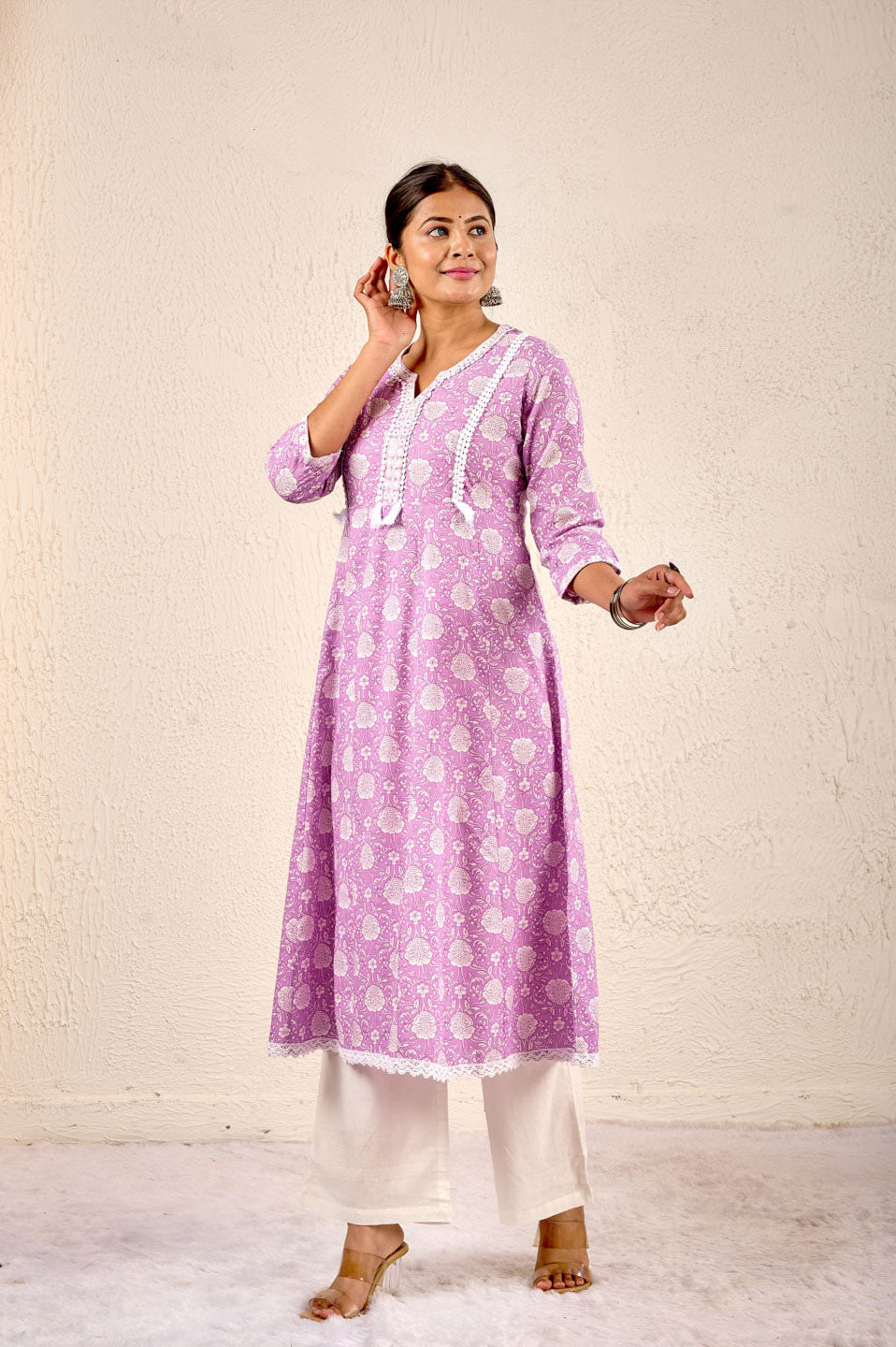 Lilac Bloom Printed Kurta