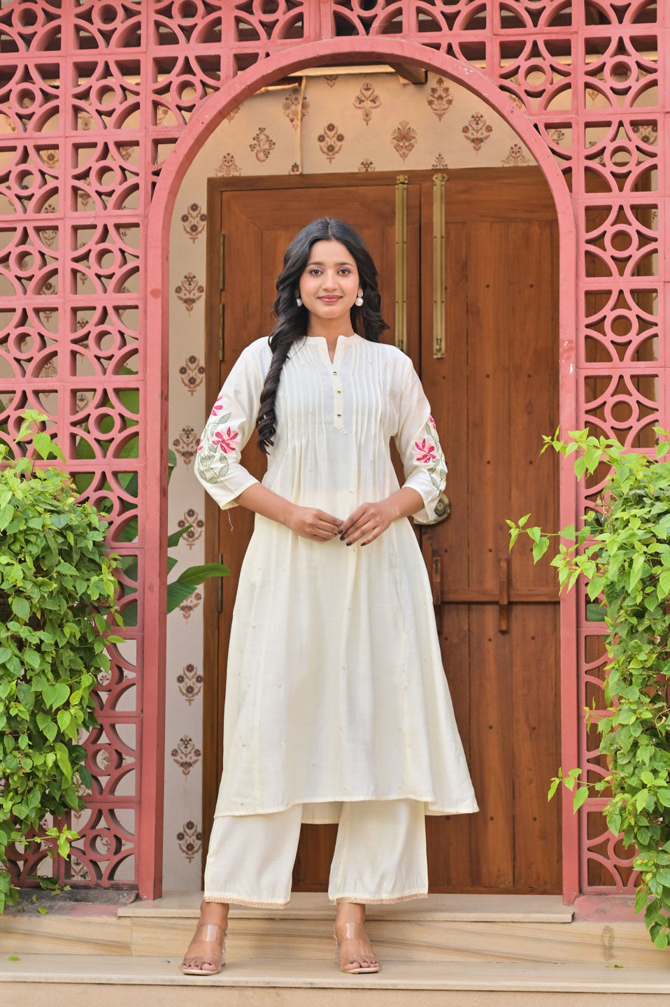 Embroidered Poly Viscose Kurta Pant Set | Elegan Ethnic Wear