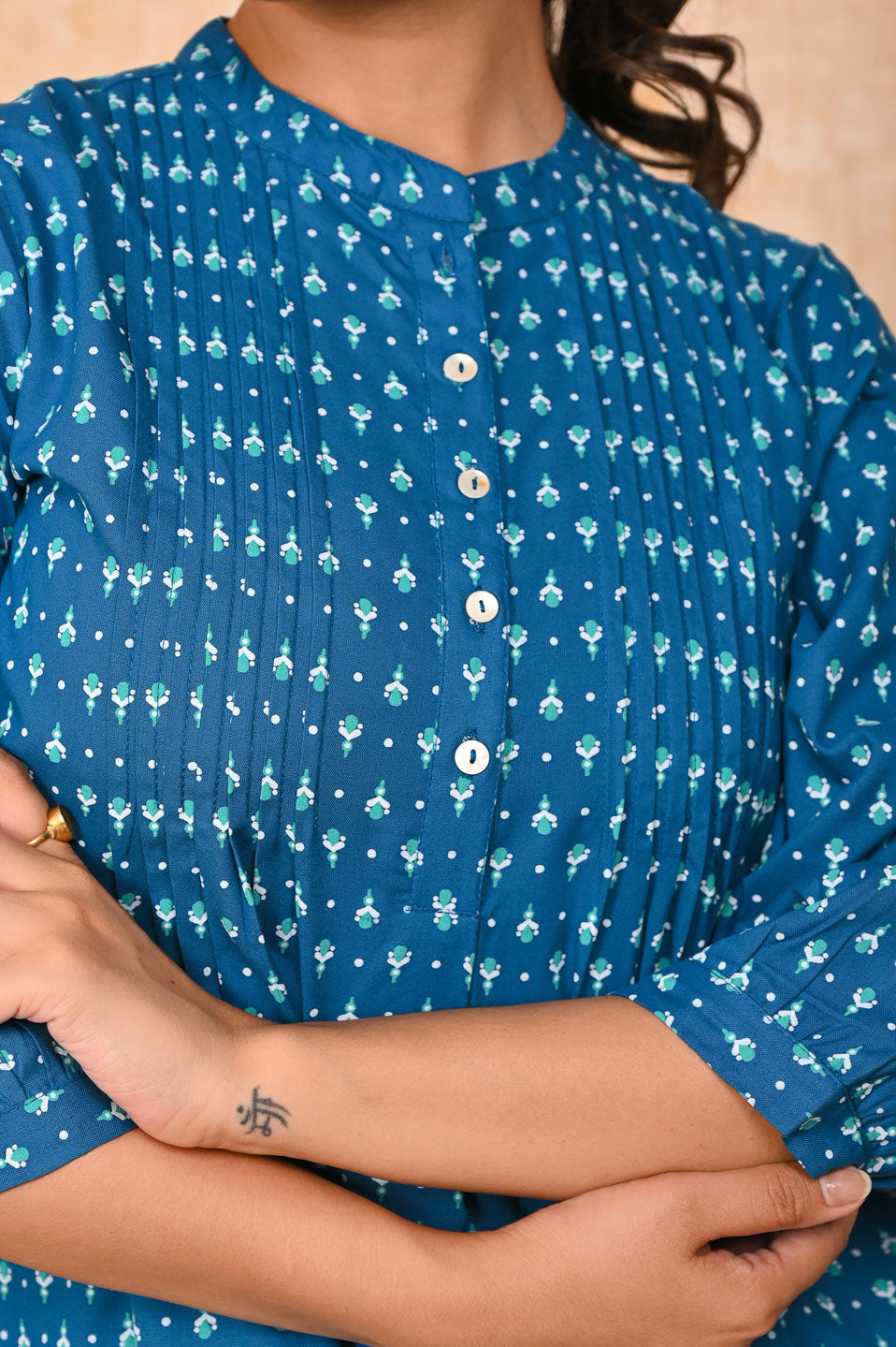 Cobalt blue printed short kurti