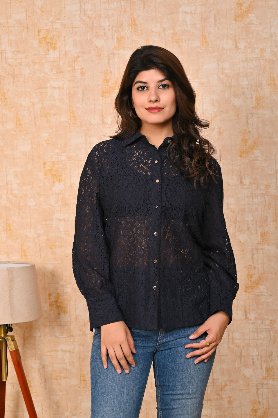 Navy Blue Net Shirt