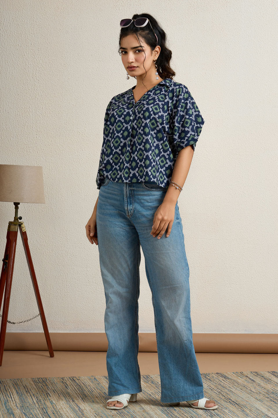 Ikat Blue Top