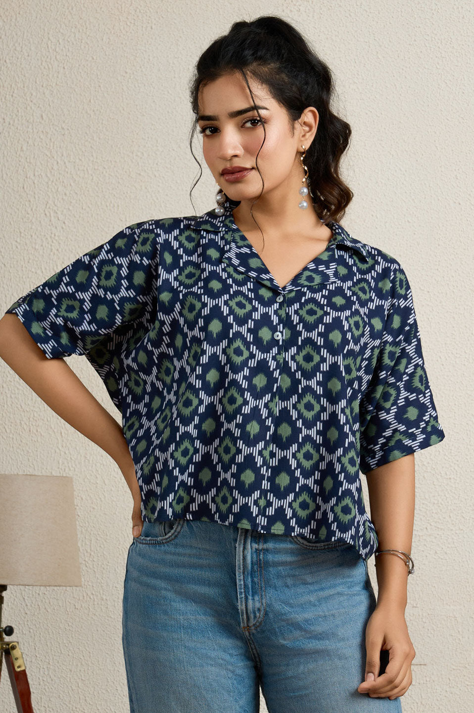 Ikat Blue Top